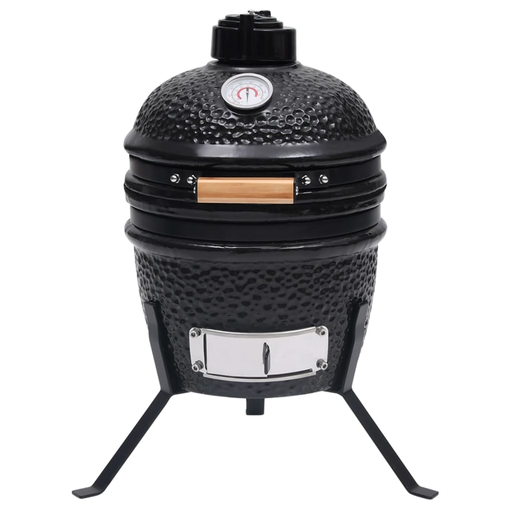 2-in-1 Kamado Barbecue Grill Smoker Ceramic 56 cm Black