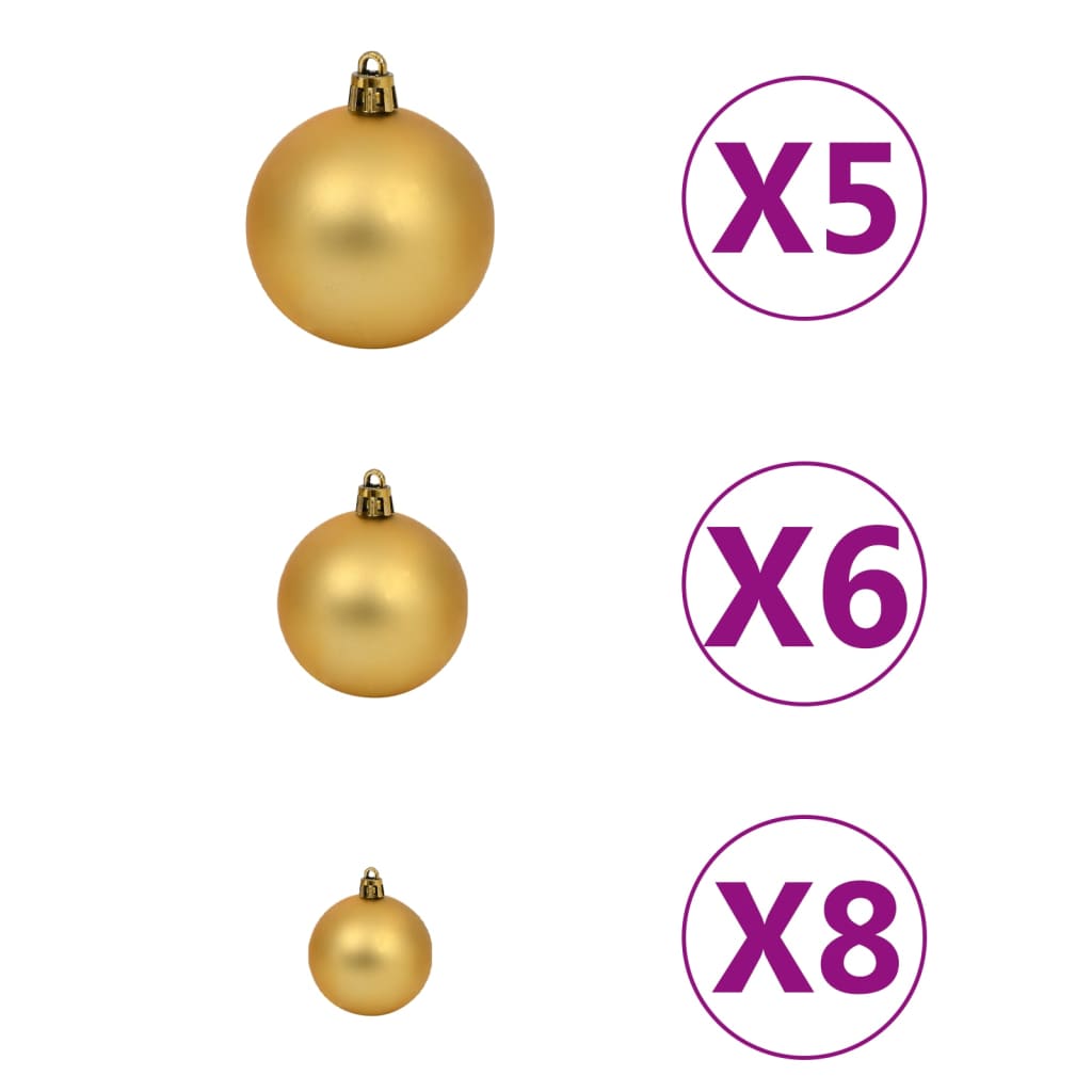 Artificial Pre-lit Christmas Tree with Ball Set Gold 180 cm PET