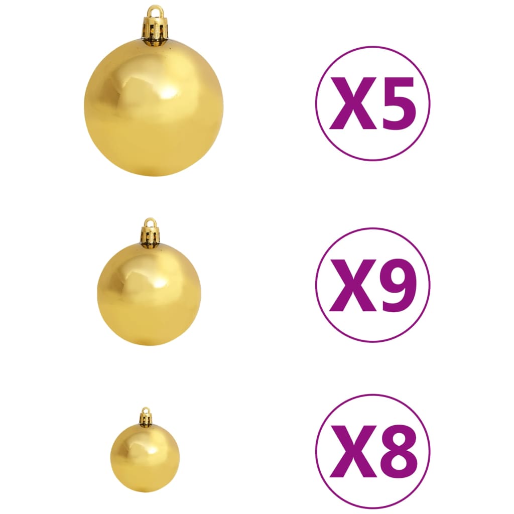 Artificial Pre-lit Christmas Tree with Ball Set Gold 180 cm PET