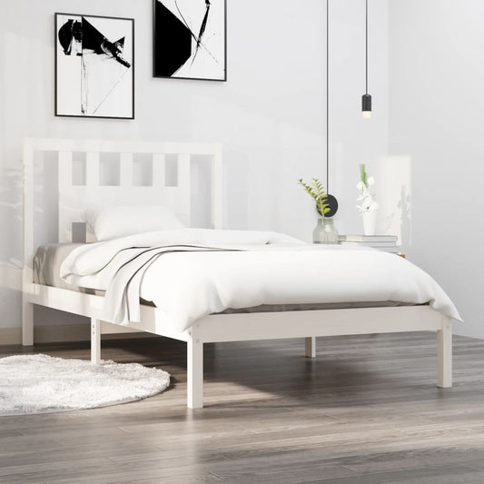 3104049 vidaXL Bed Frame without Mattress White Solid Wood 90x200 cm (810003+818651)