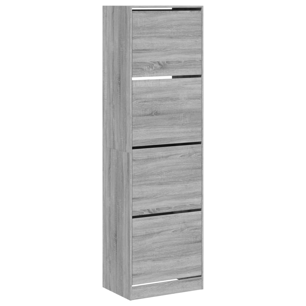 Shoe Cabinet with 4 Flip-Drawers Grey Sonoma 60x42x204 cm