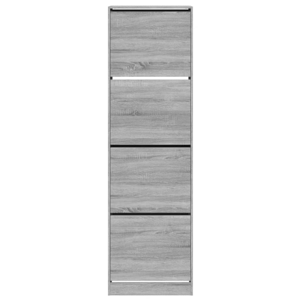 Shoe Cabinet with 4 Flip-Drawers Grey Sonoma 60x42x204 cm